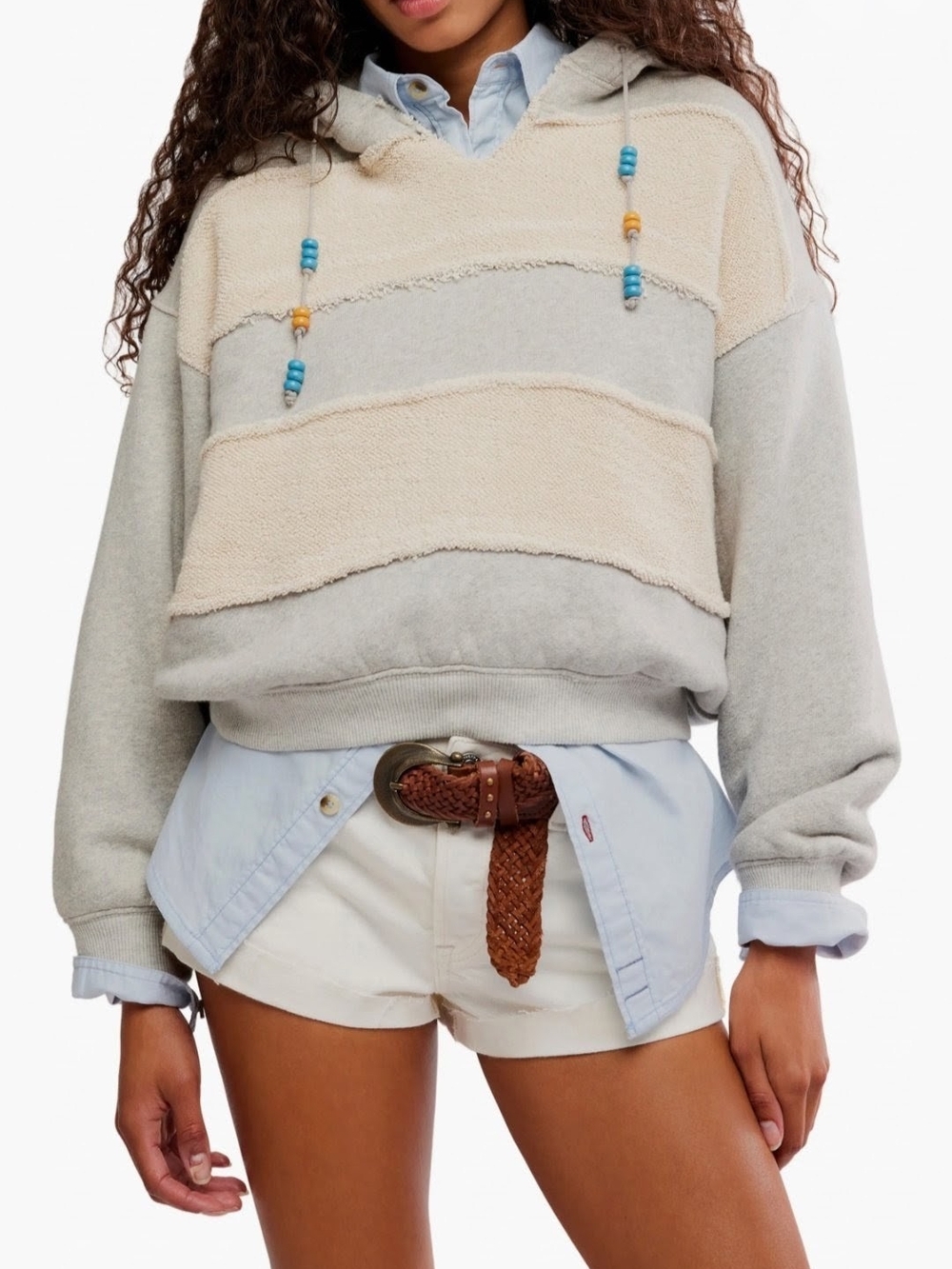 Free People Camp Crush Crop Cotton Blend Hoodie - Size XS